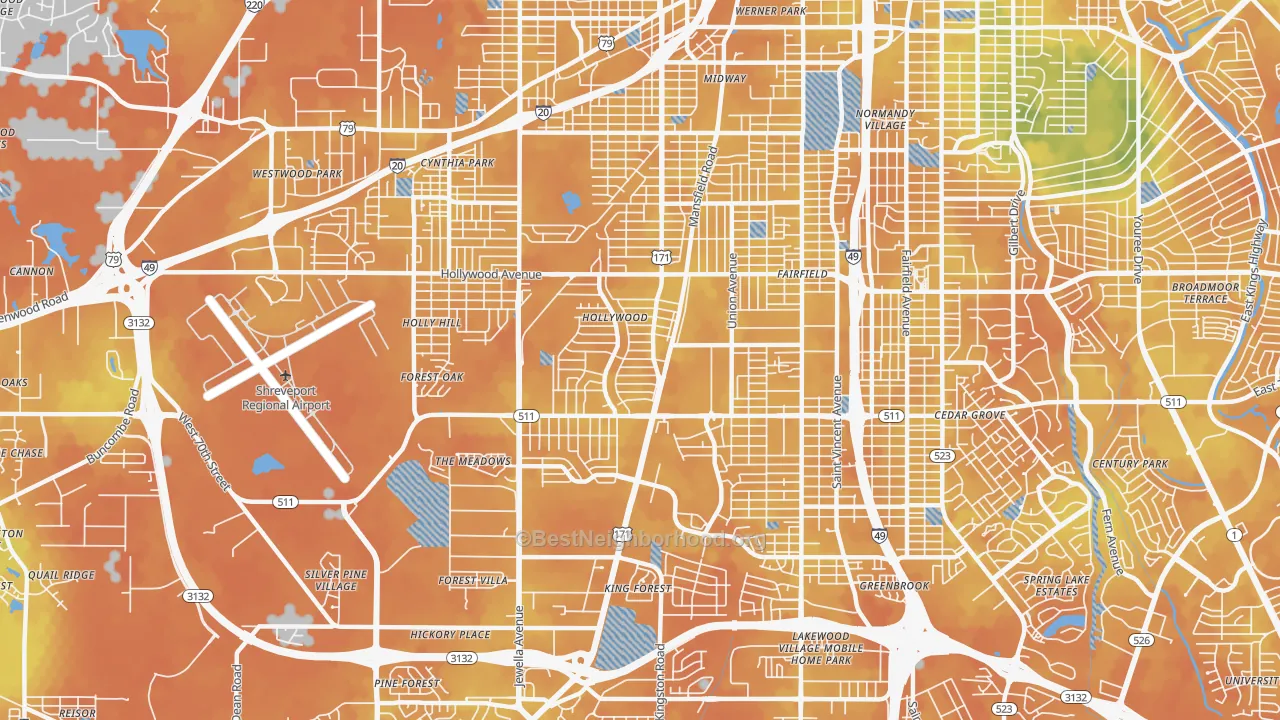 Bike Grade map of 71108, LA