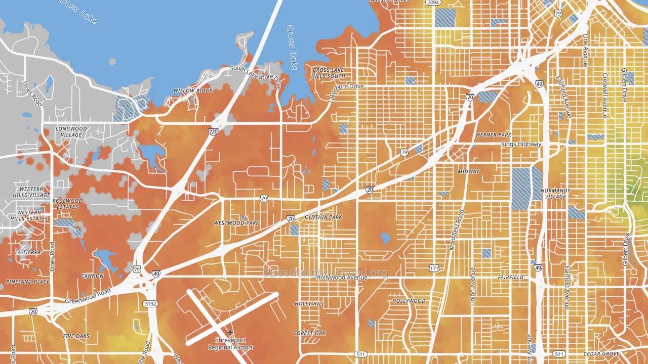Bike Grade map of 71109, LA