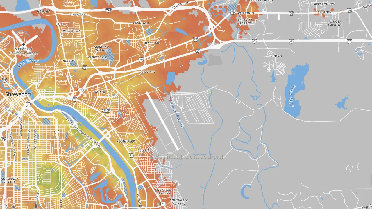 Bike Grade map of 71110, LA
