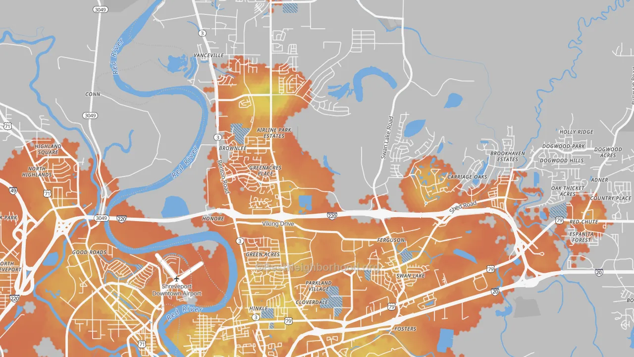 Bike Grade map of 71111, LA