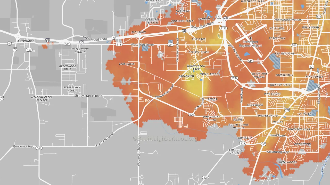 Bike Grade map of 71129, LA