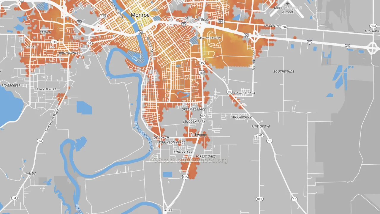 Bike Grade map of 71202, LA