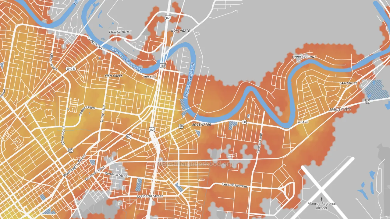Bike Grade map of 71209, LA