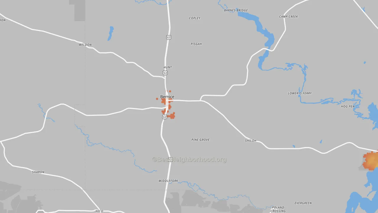 Bike Grade map of 71222, LA