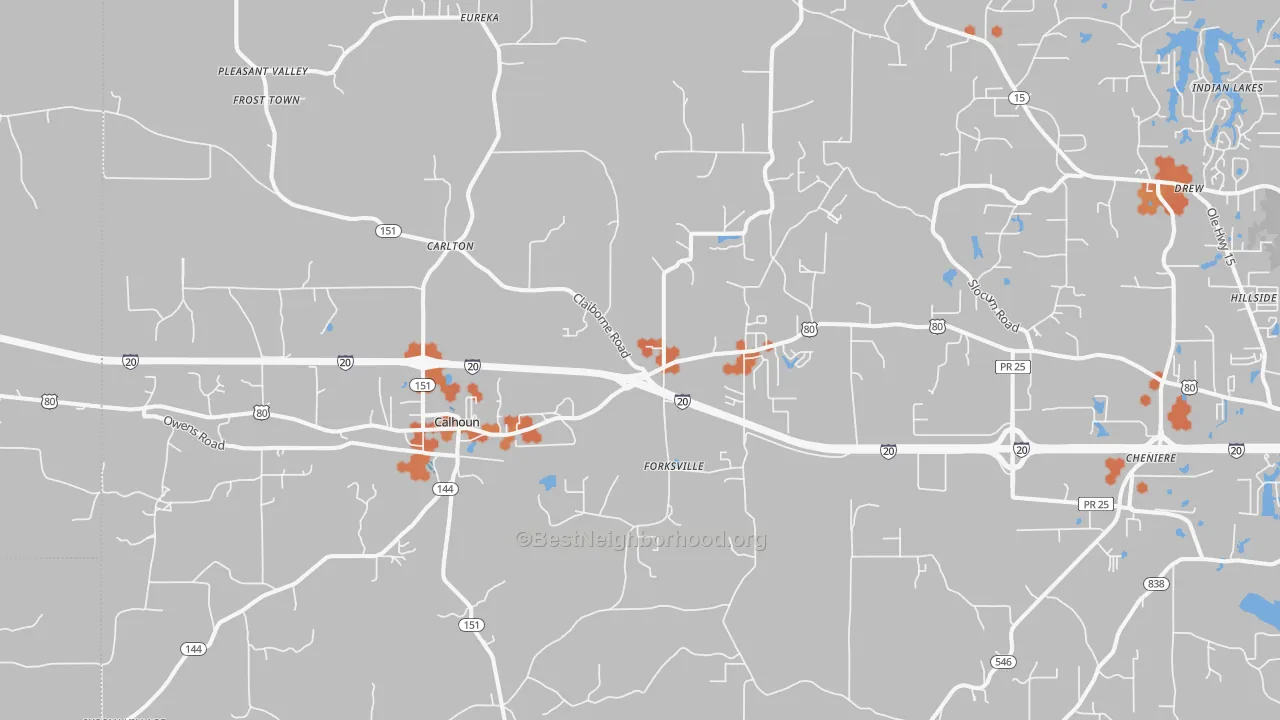 Bike Grade map of 71225, LA