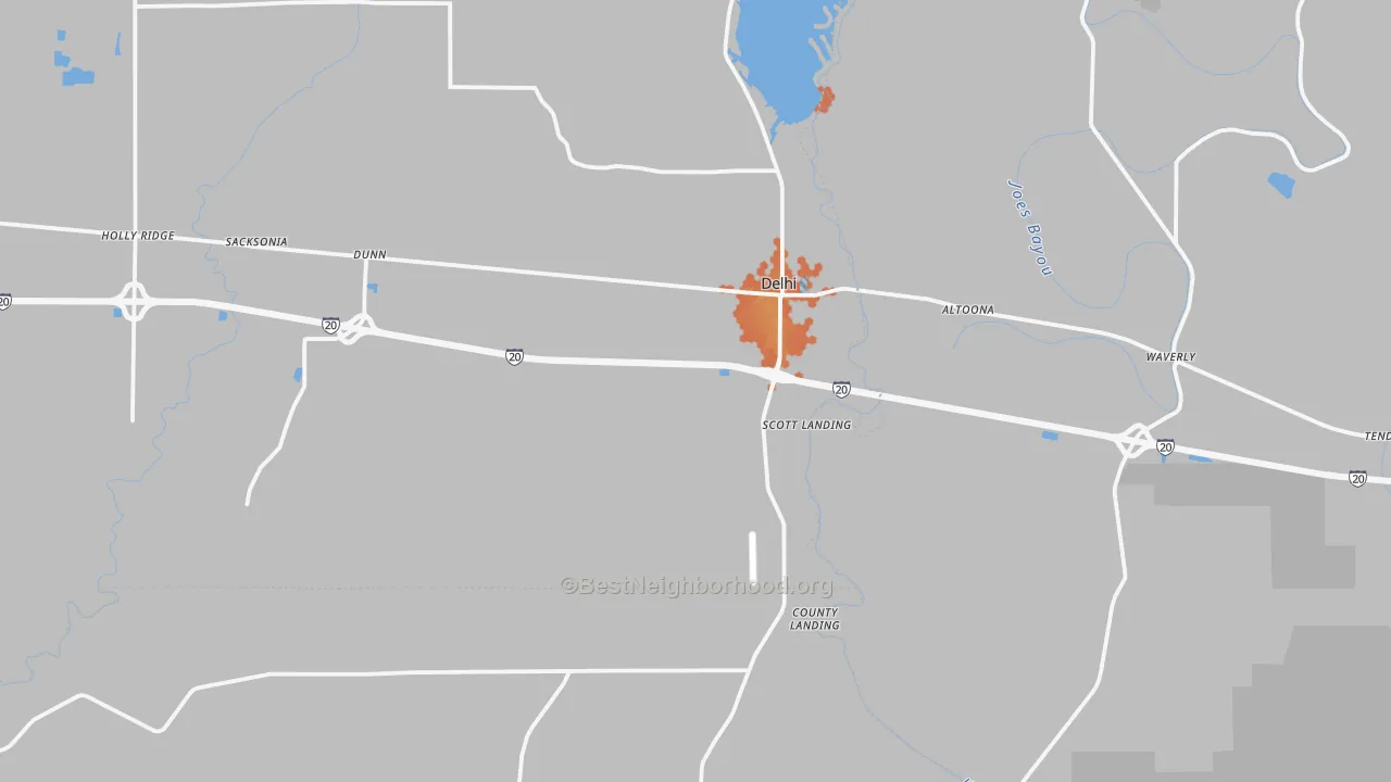 Bike Grade map of 71232, LA