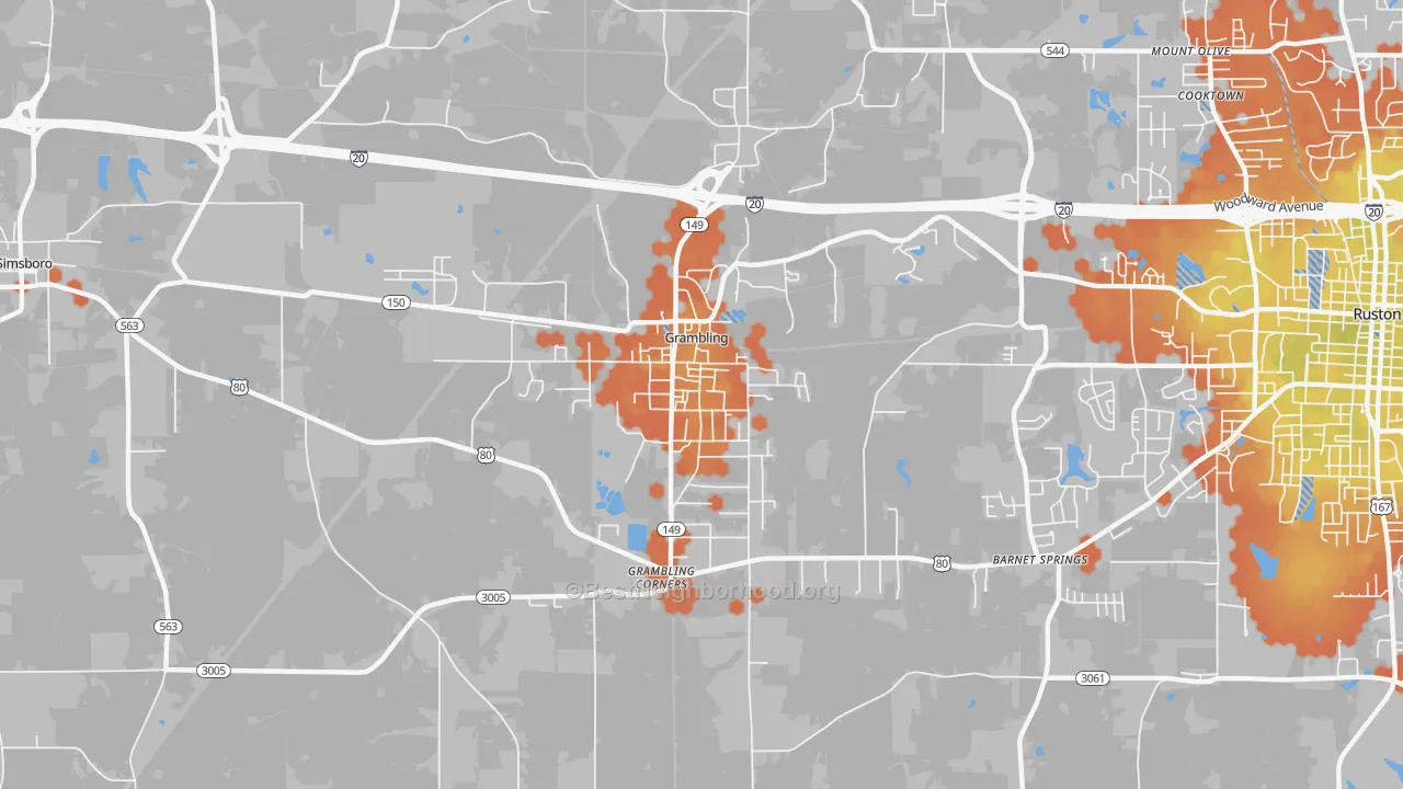 Bike Grade map of 71245, LA
