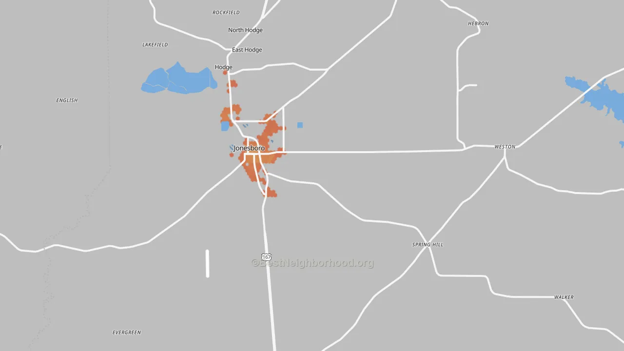 Bike Grade map of 71251, LA