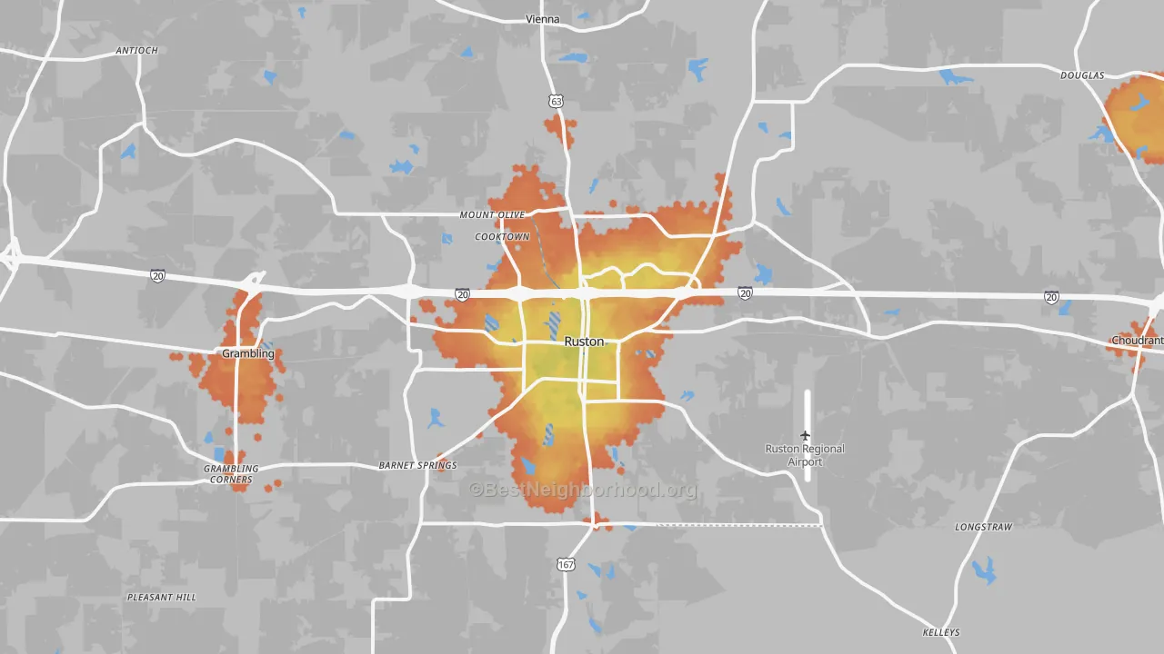 Bike Grade map of 71270, LA