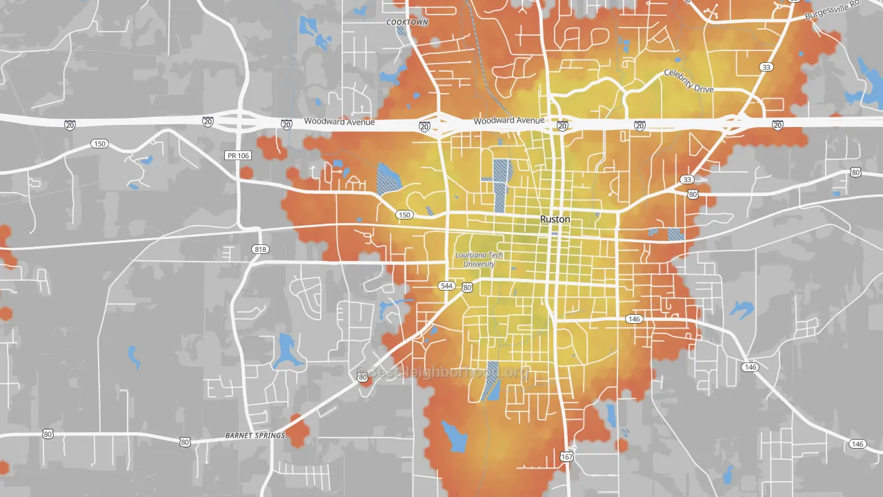 Bike Grade map of 71272, LA