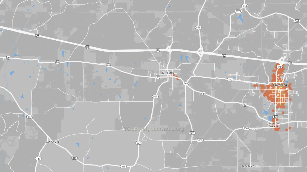 Bike Grade map of 71275, LA
