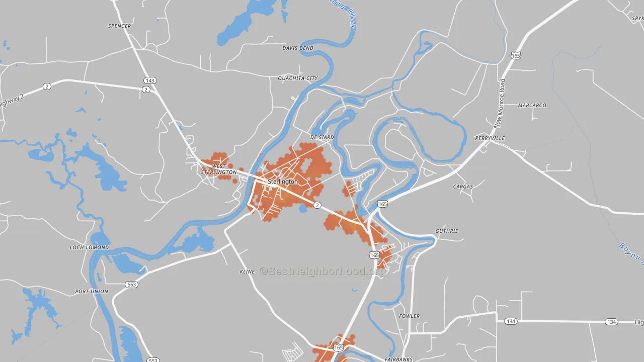 Bike Grade map of 71280, LA