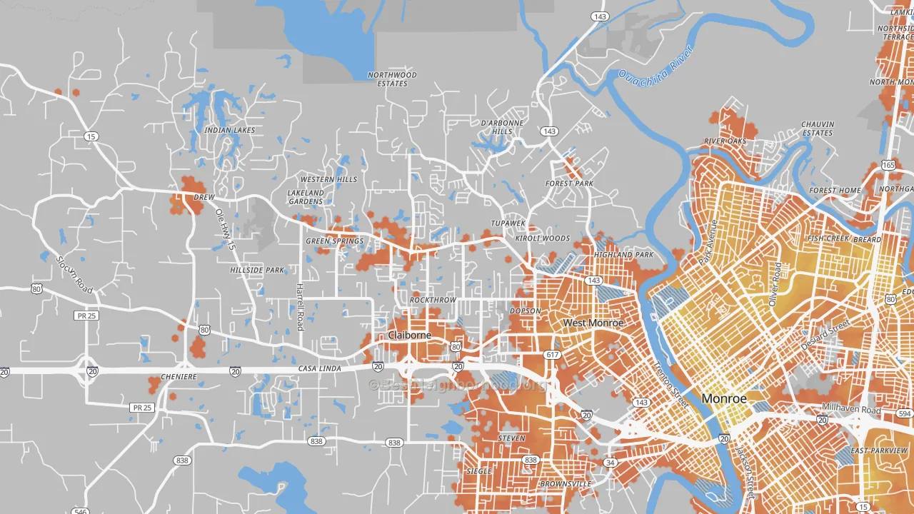 Bike Grade map of 71291, LA