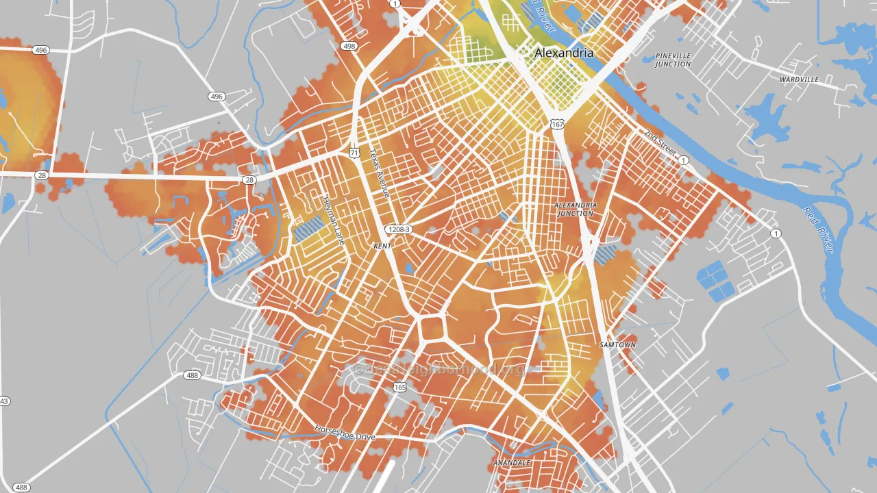 Bike Grade map of 71301, LA