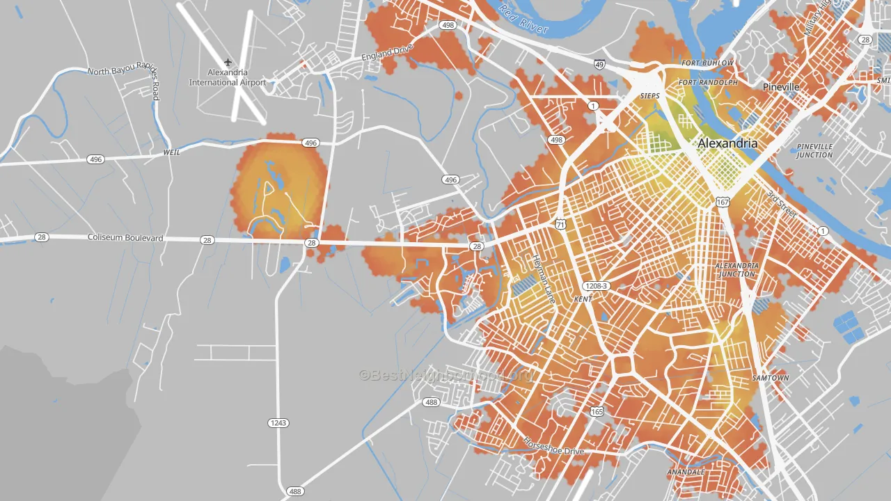 Bike Grade map of 71303, LA