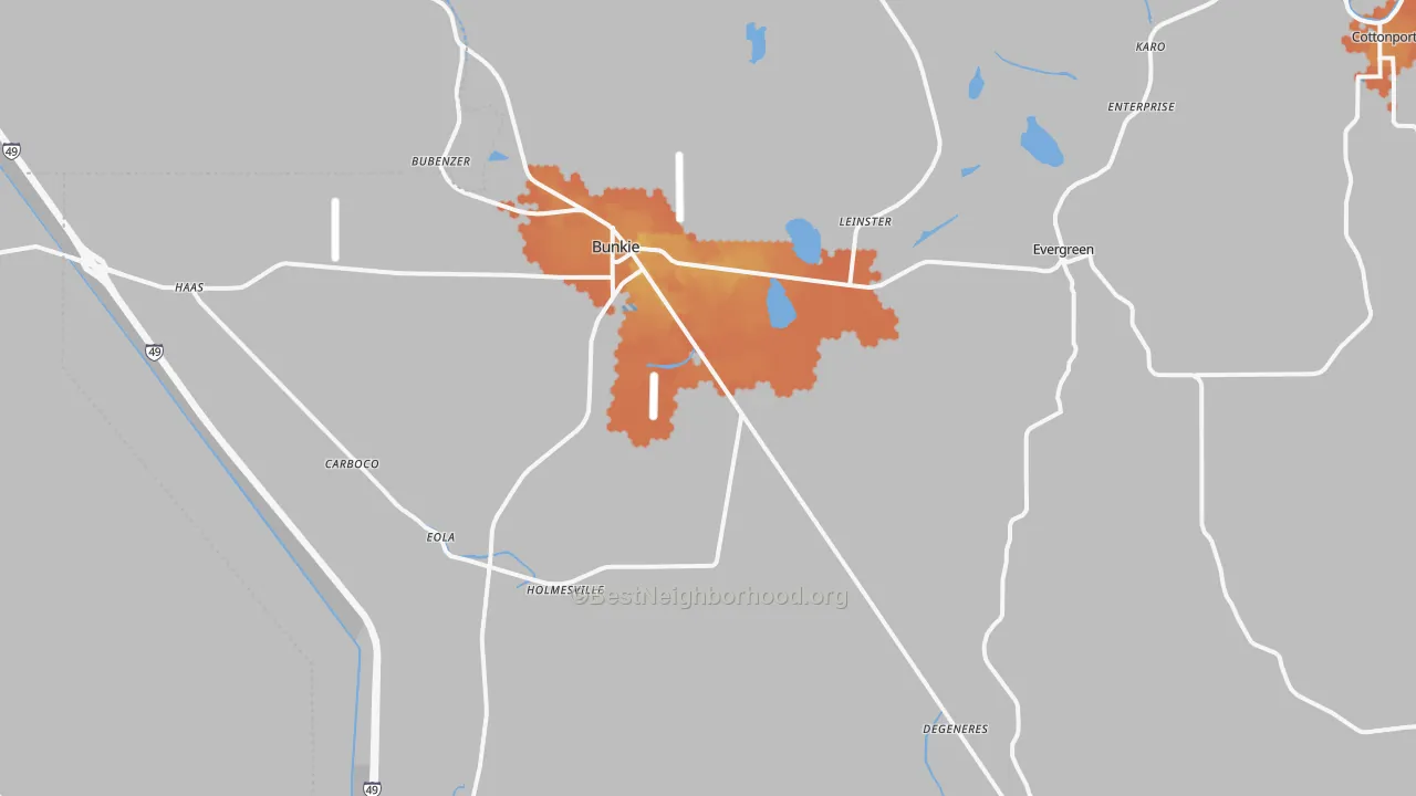 Bike Grade map of 71322, LA