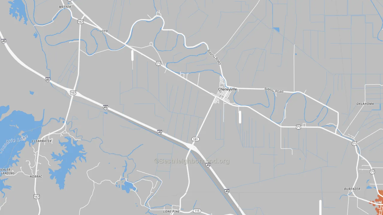 Bike Grade map of 71325, LA