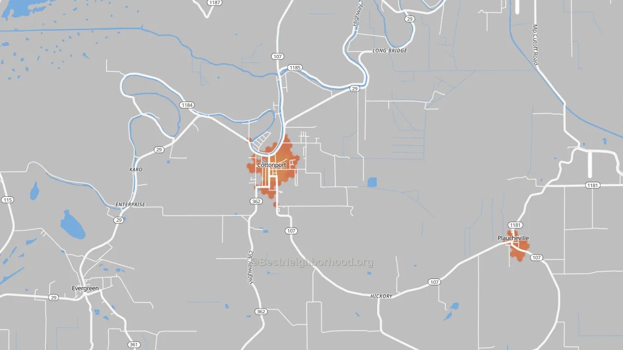 Bike Grade map of 71327, LA