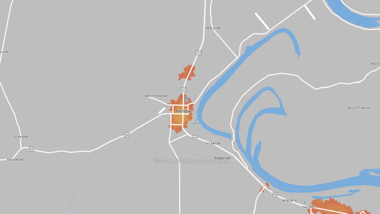 Bike Grade map of 71334, LA