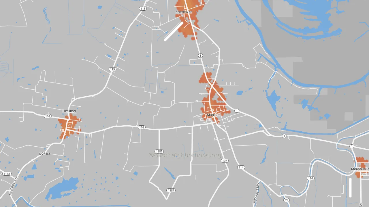 Bike Grade map of 71350, LA