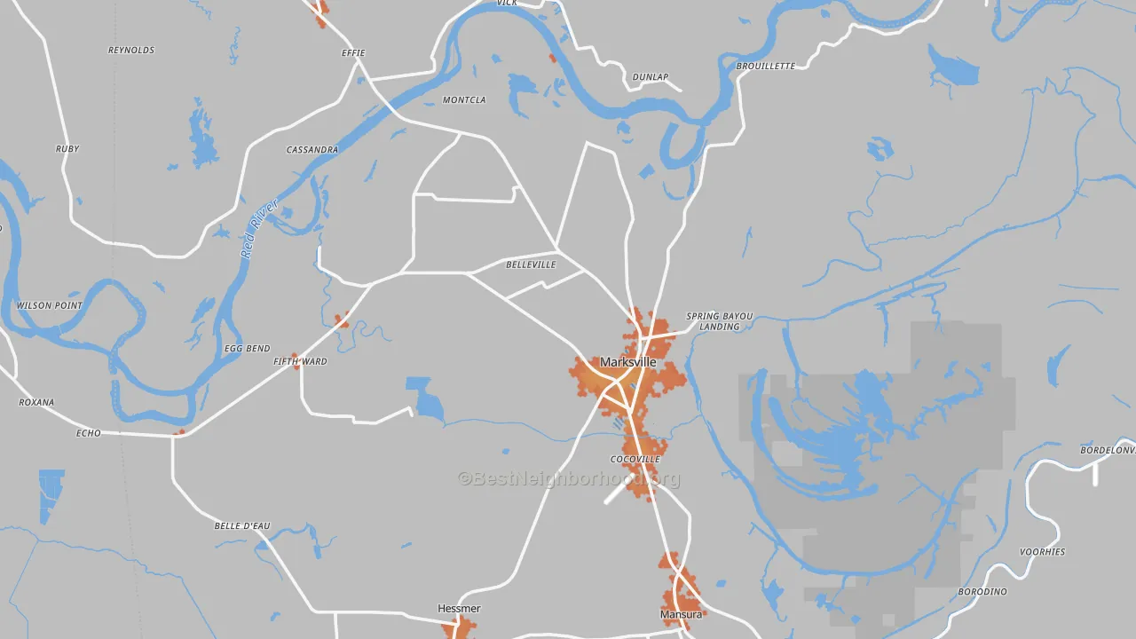 Bike Grade map of 71351, LA