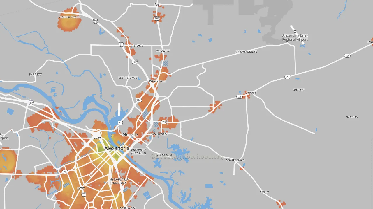 Bike Grade map of 71360, LA