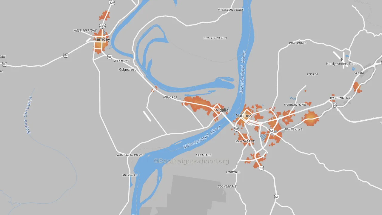 Bike Grade map of 71373, LA