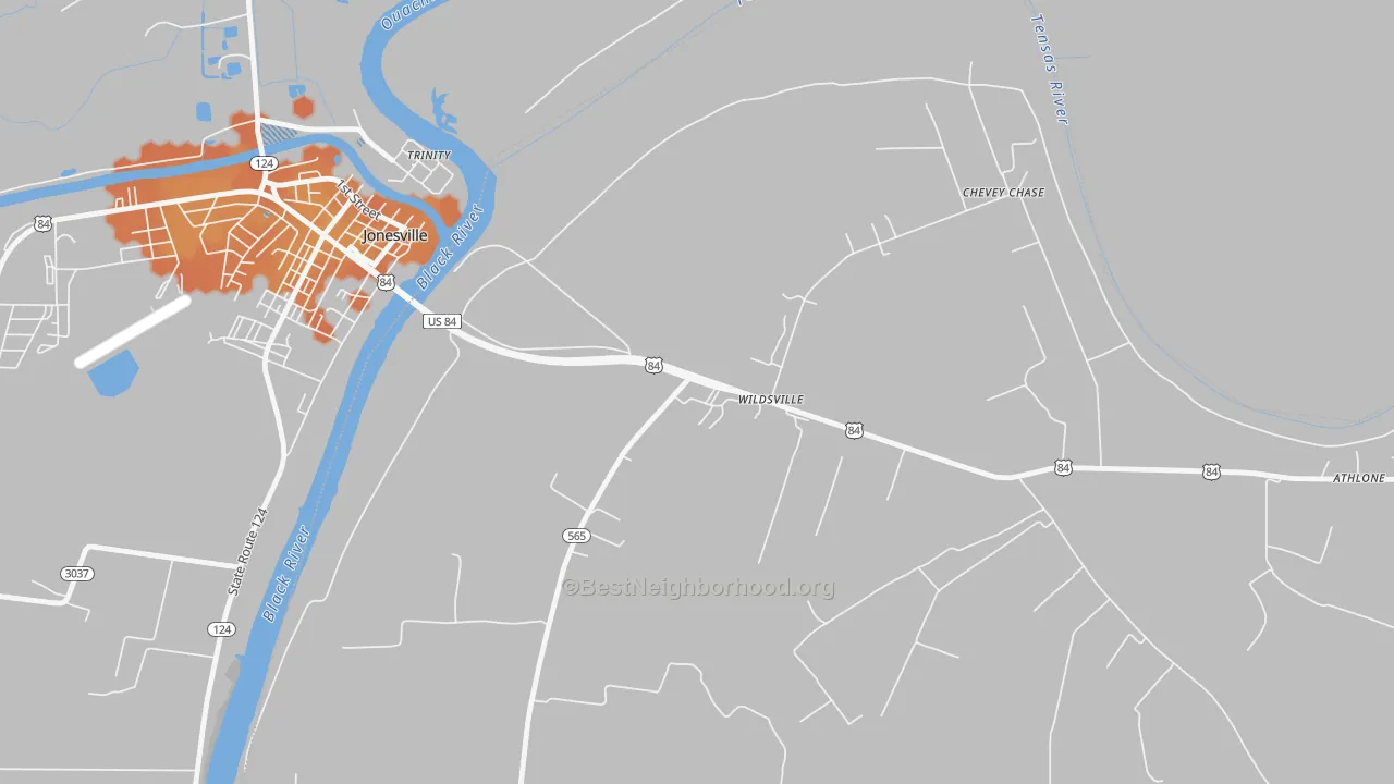 Bike Grade map of 71377, LA