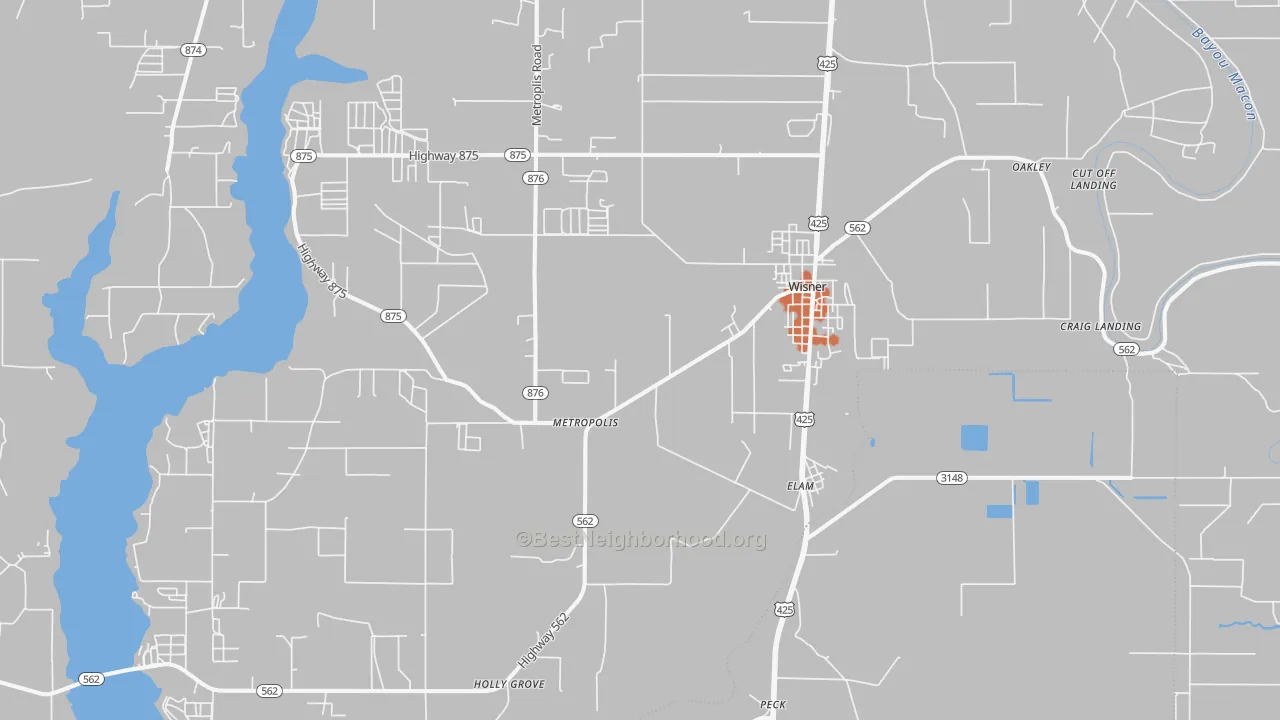 Bike Grade map of 71378, LA