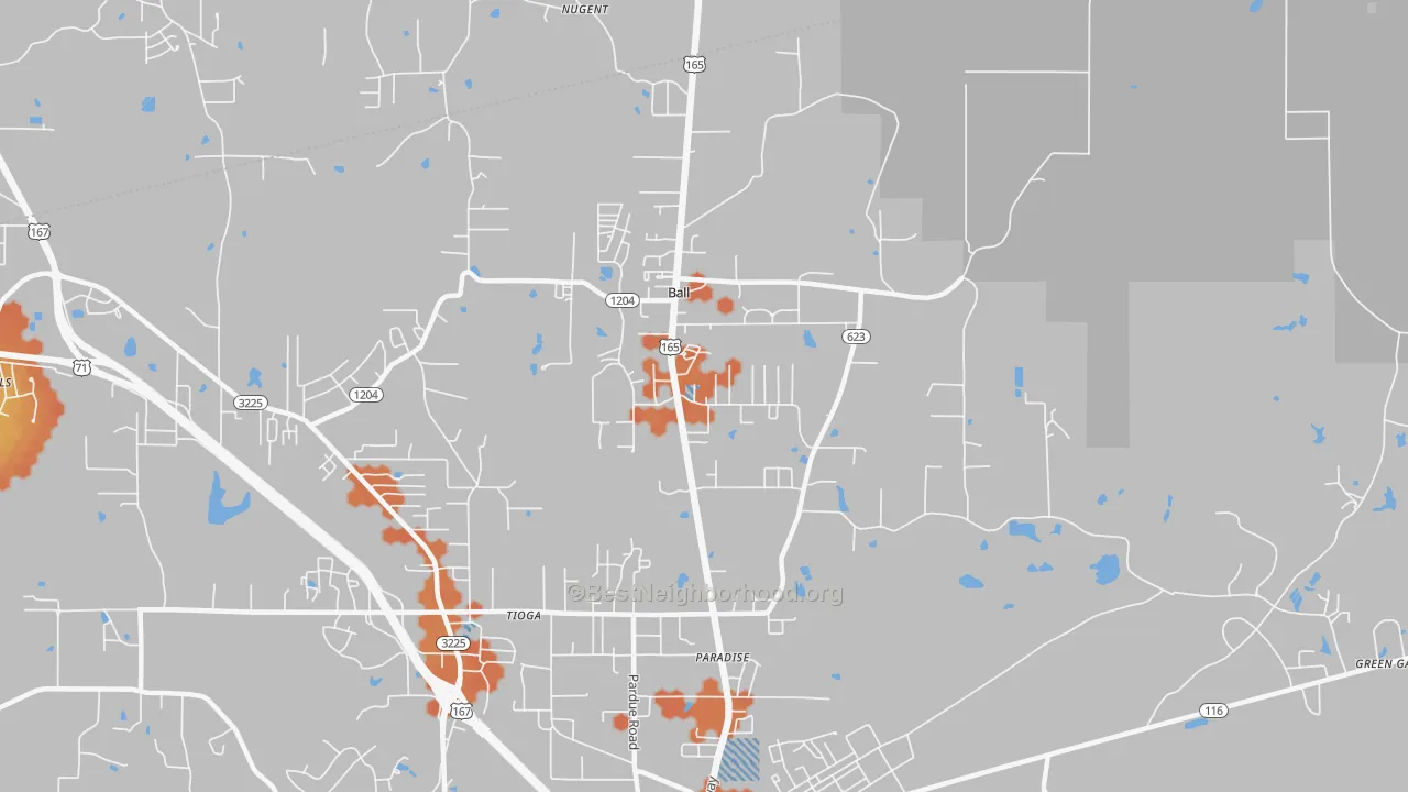Bike Grade map of 71405, LA