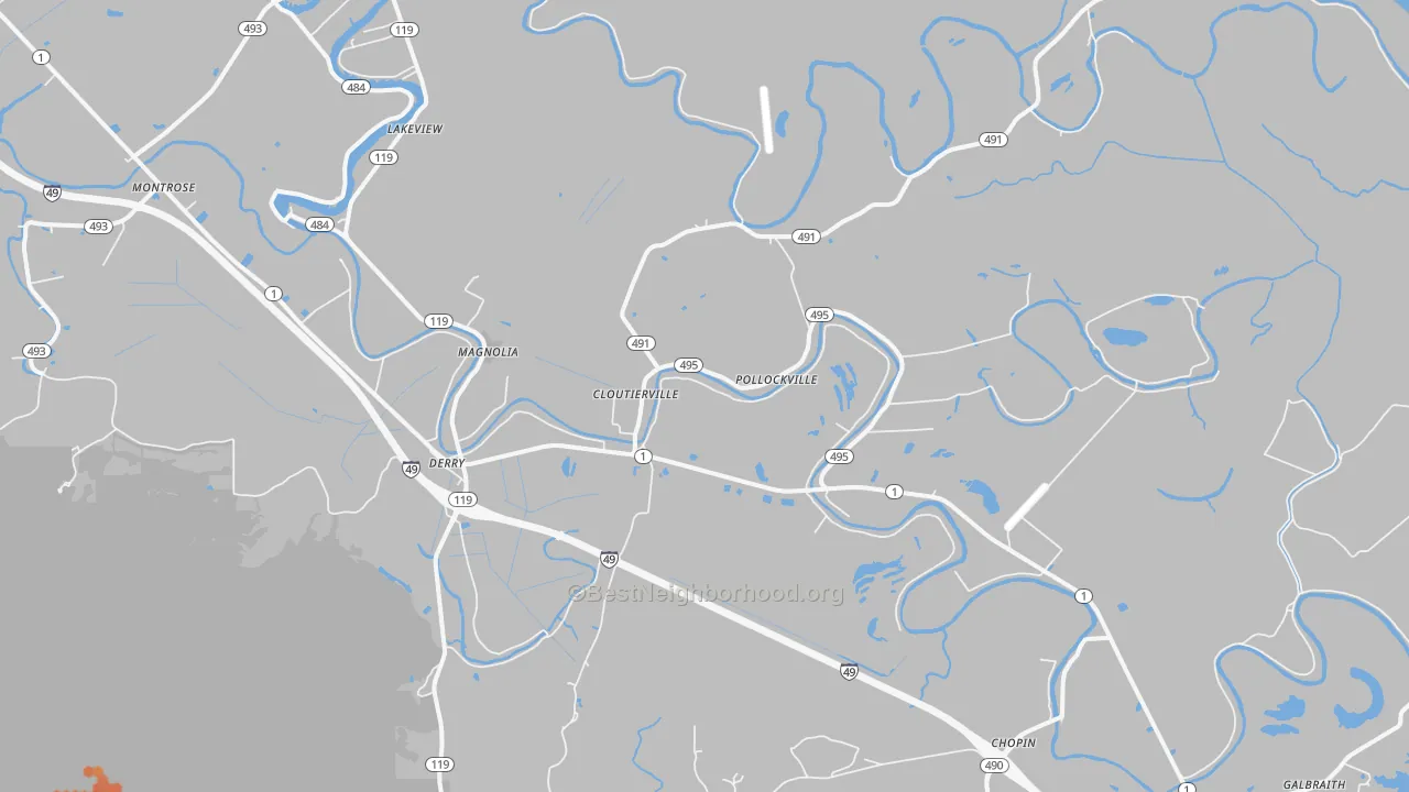 Bike Grade map of 71416, LA