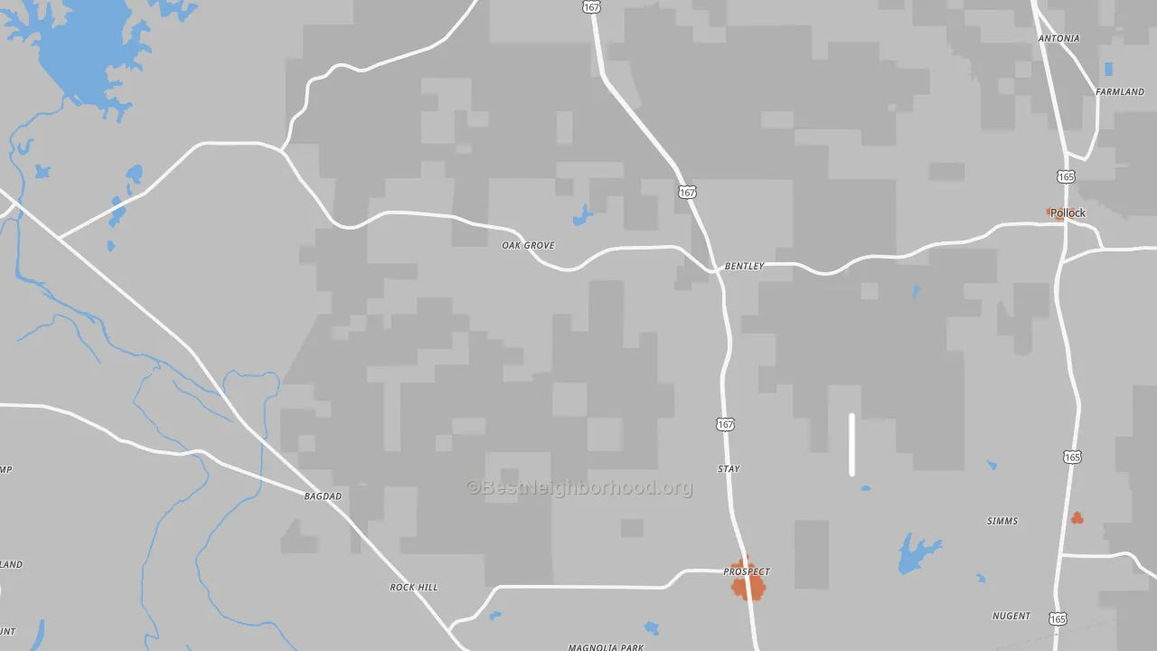 Bike Grade map of 71423, LA