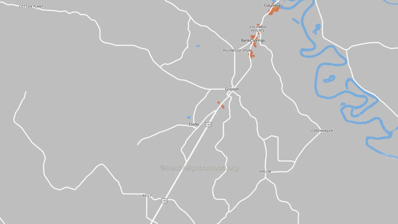 Bike Grade map of 71435, LA