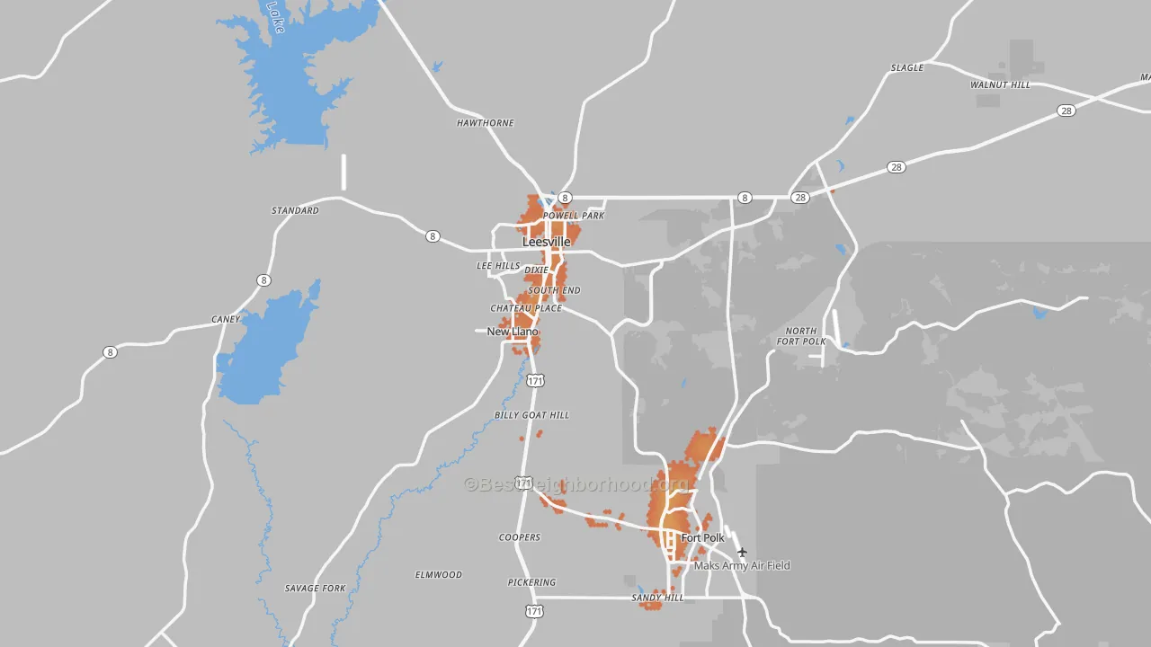 Bike Grade map of 71446, LA