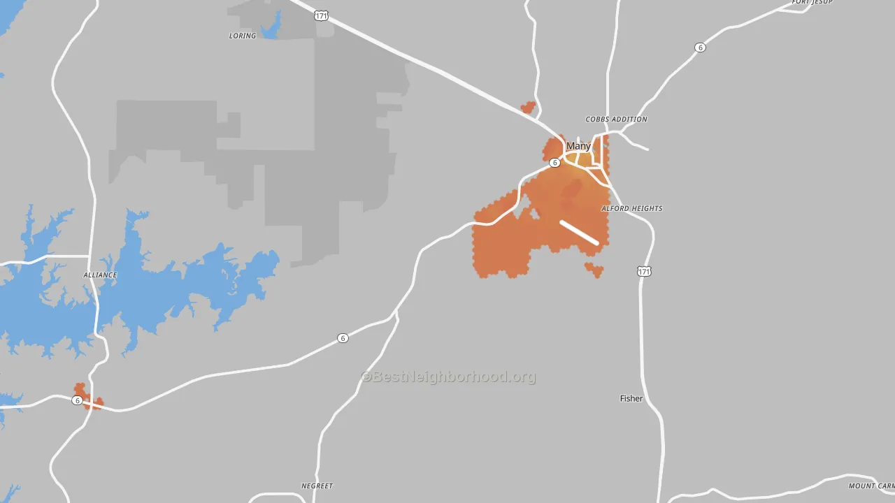 Bike Grade map of 71449, LA