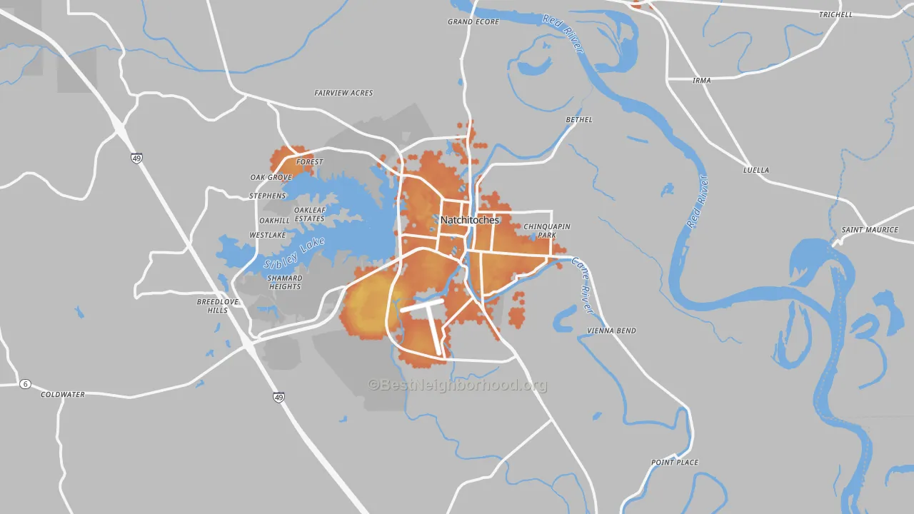Bike Grade map of 71457, LA