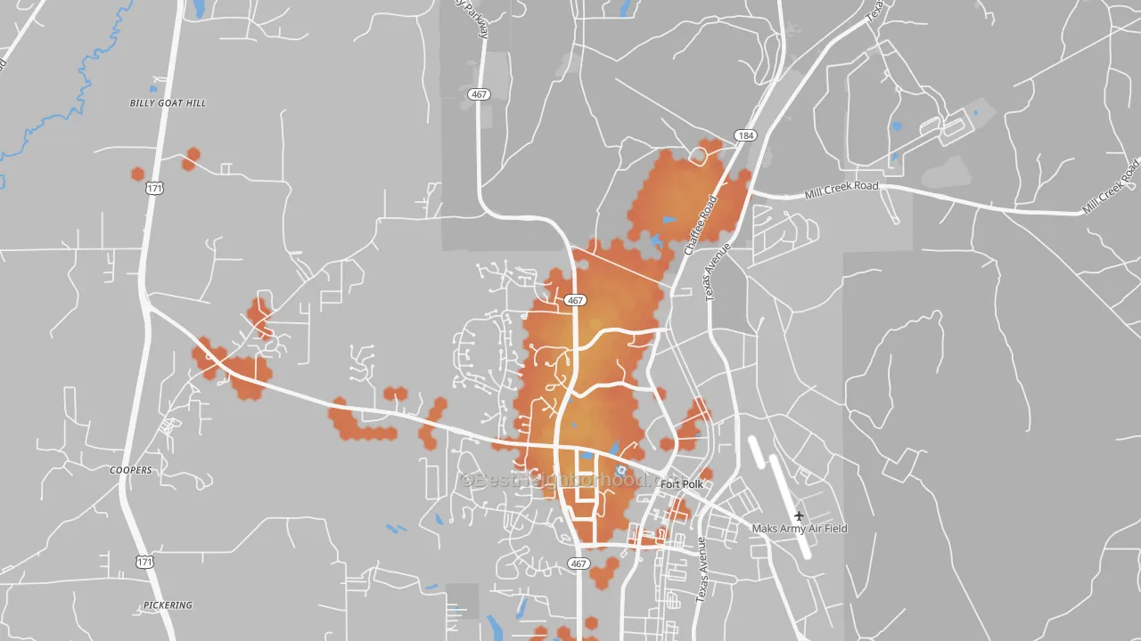 Bike Grade map of 71459, LA