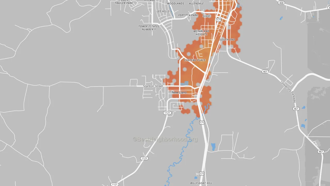 Bike Grade map of 71461, LA