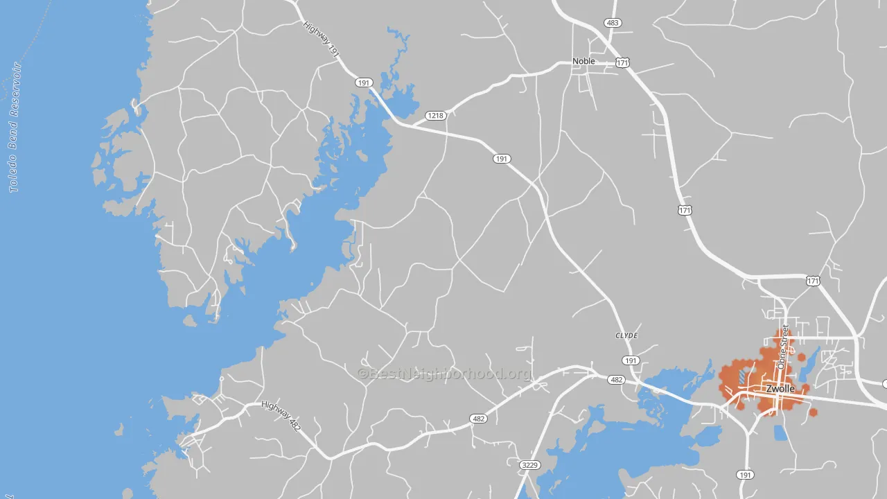 Bike Grade map of 71462, LA