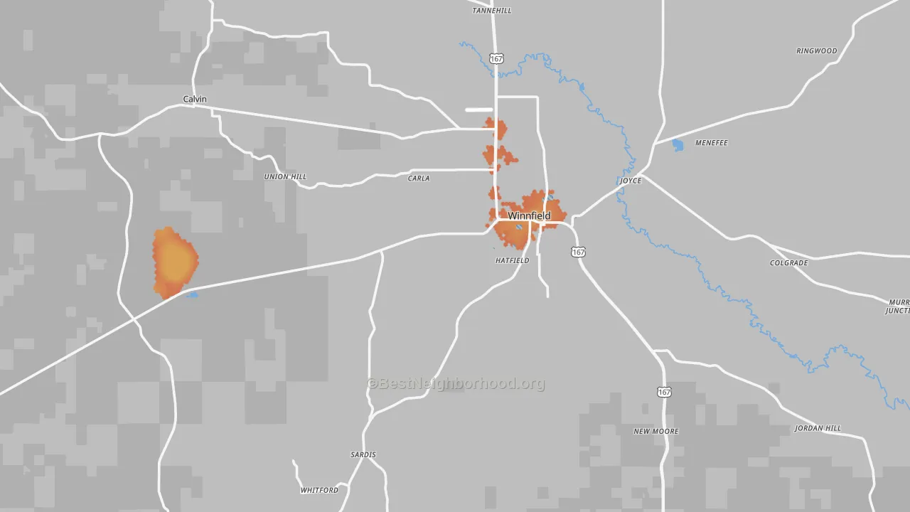 Bike Grade map of 71483, LA