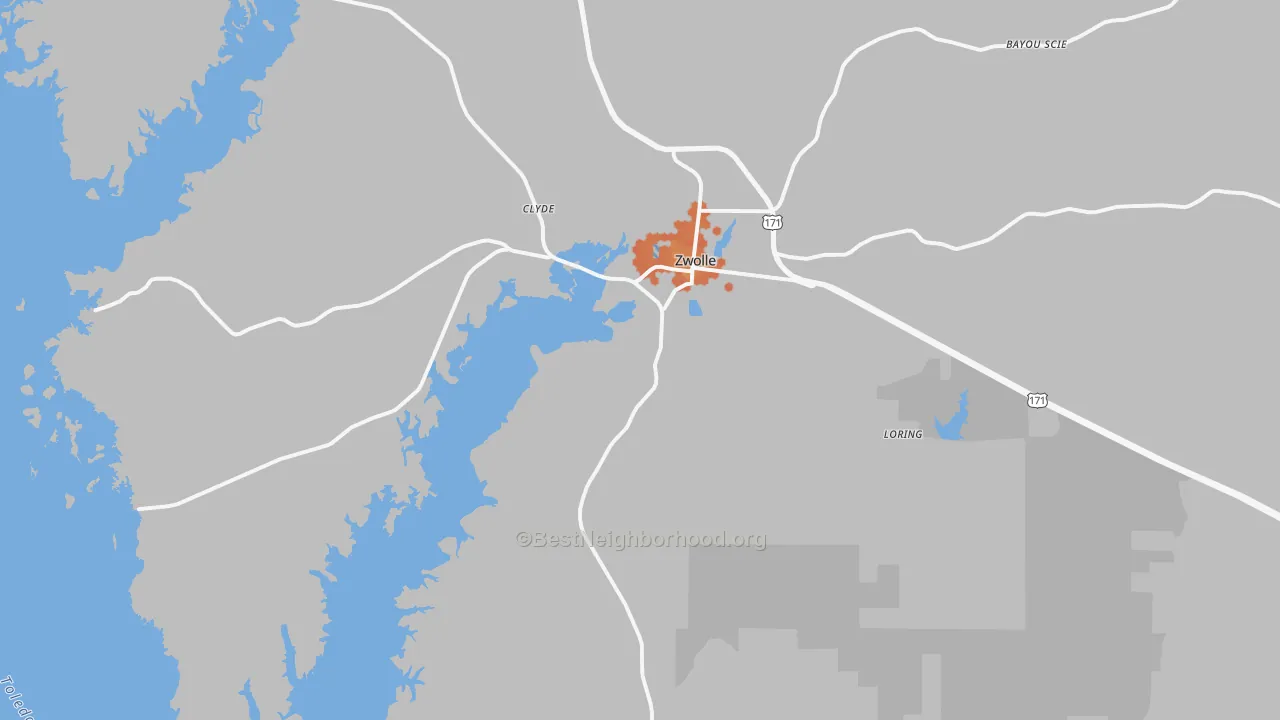 Bike Grade map of 71486, LA
