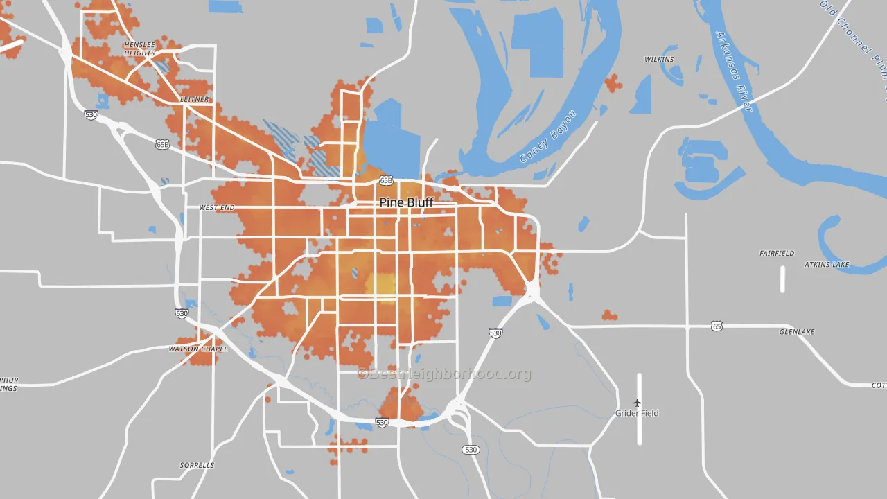 Bike Grade map of 71601, AR