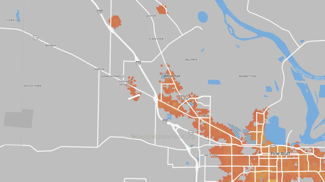 Bike Grade map of 71602, AR
