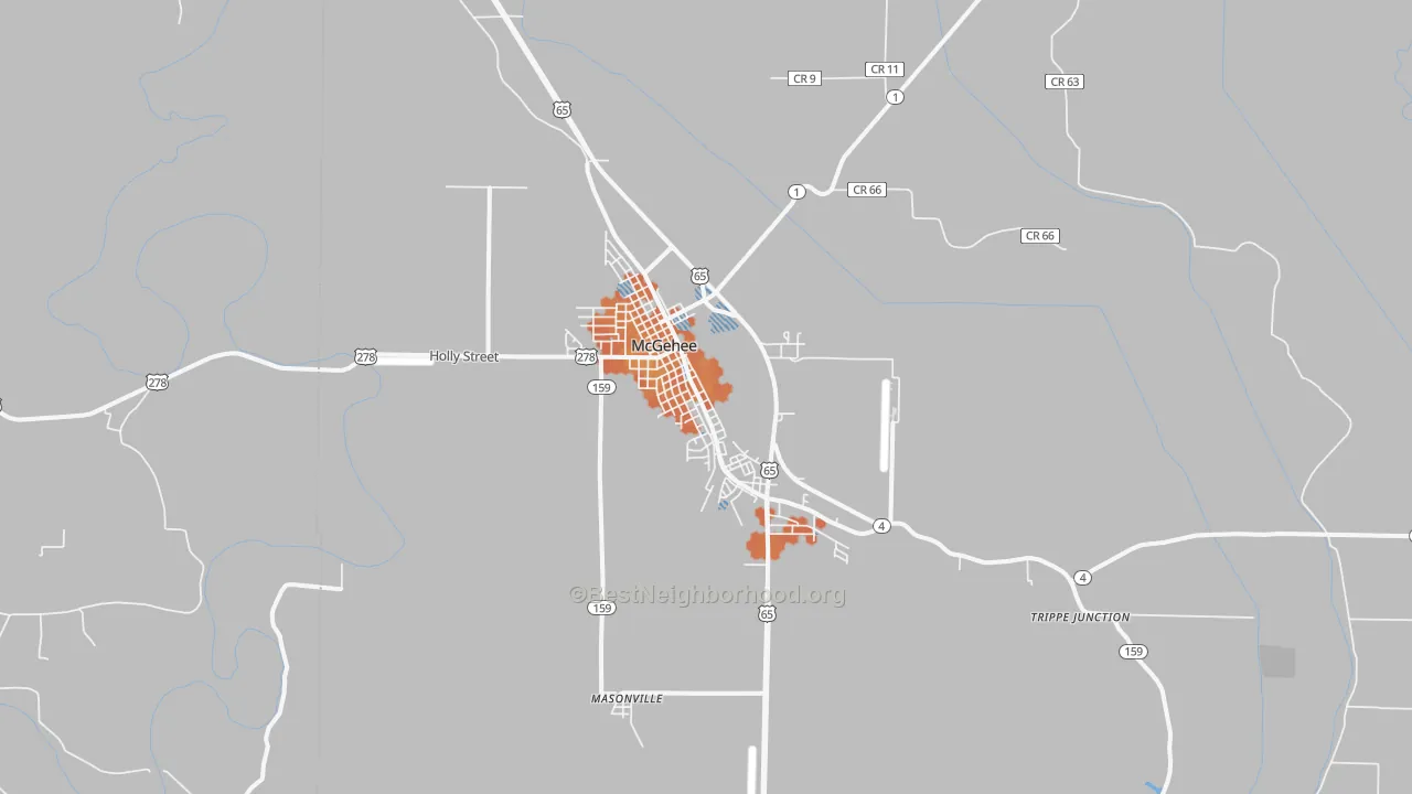 Bike Grade map of 71654, AR