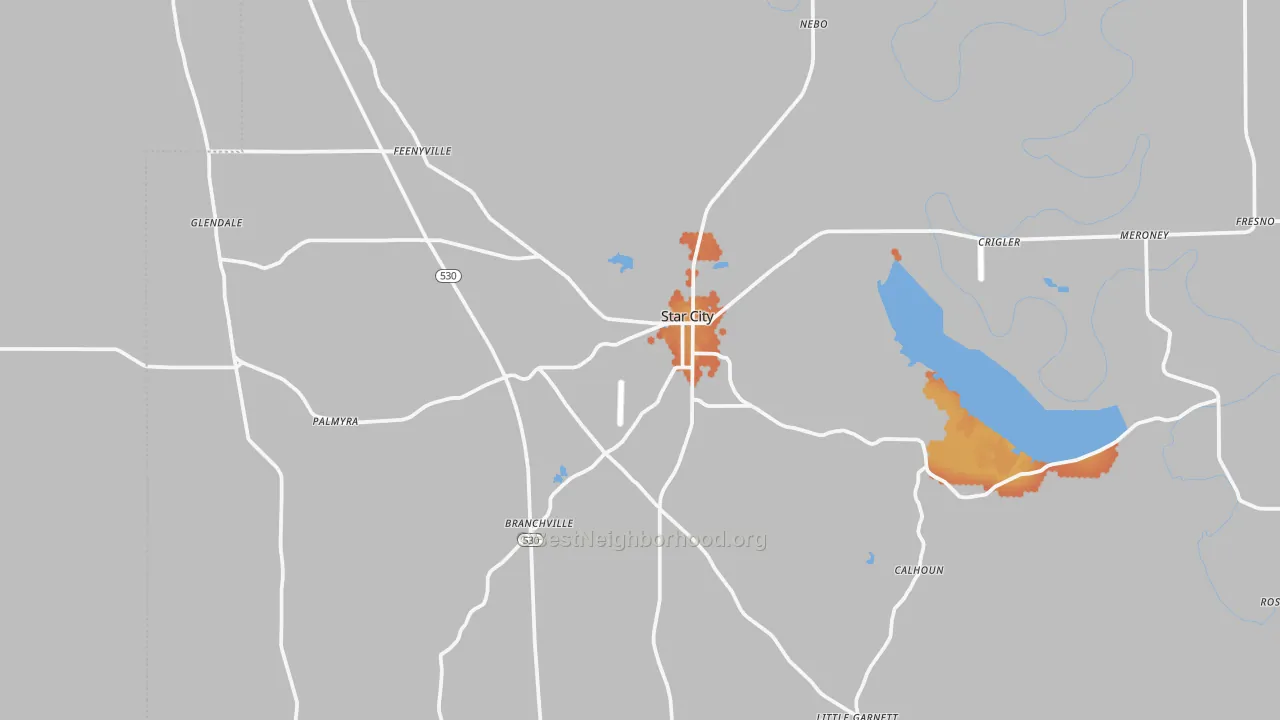Bike Grade map of 71667, AR