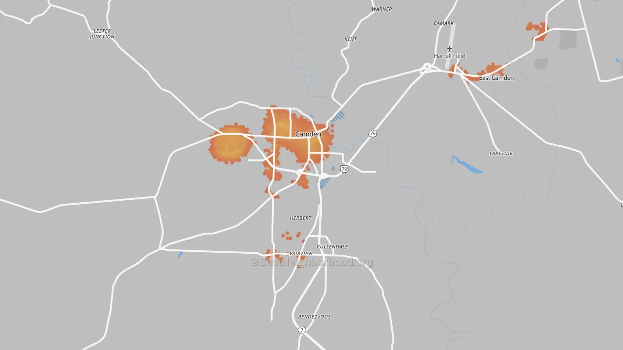 Bike Grade map of 71701, AR