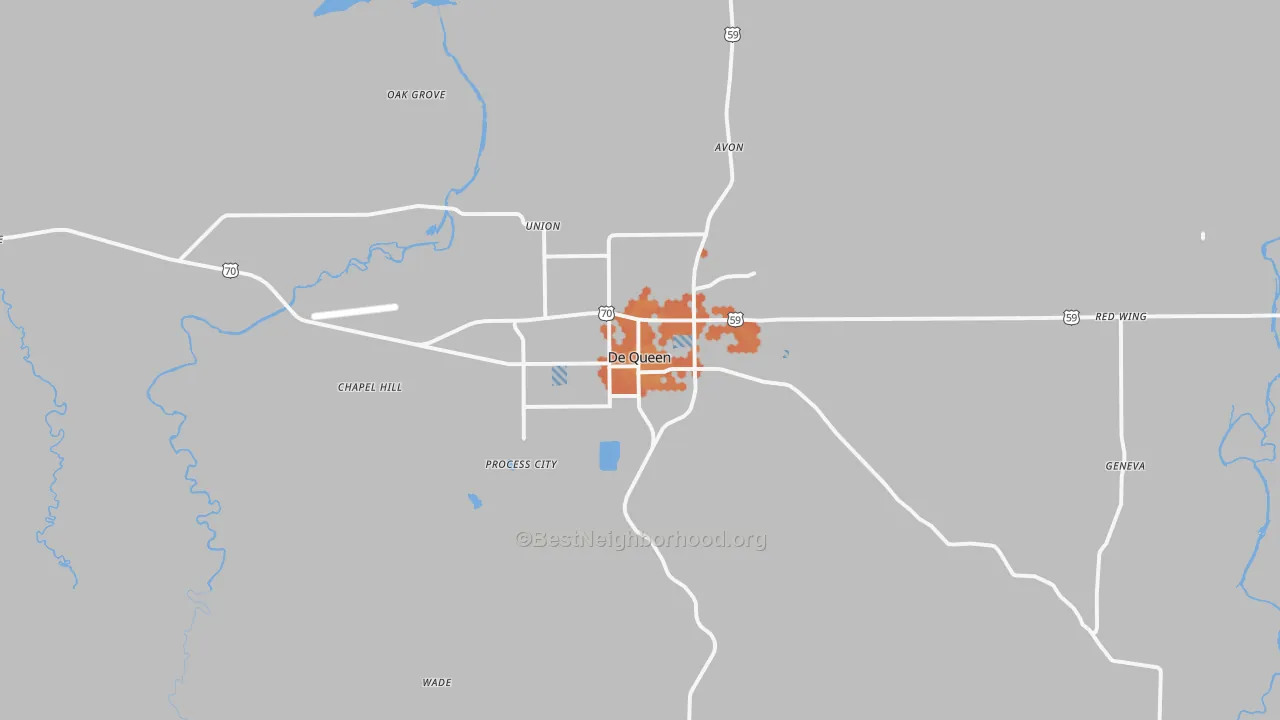 Bike Grade map of 71832, AR