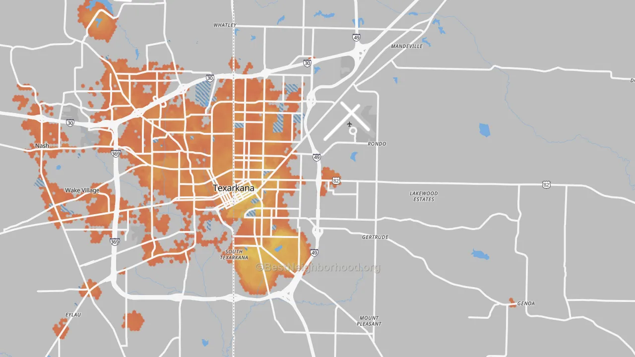 Bike Grade map of 71854, AR