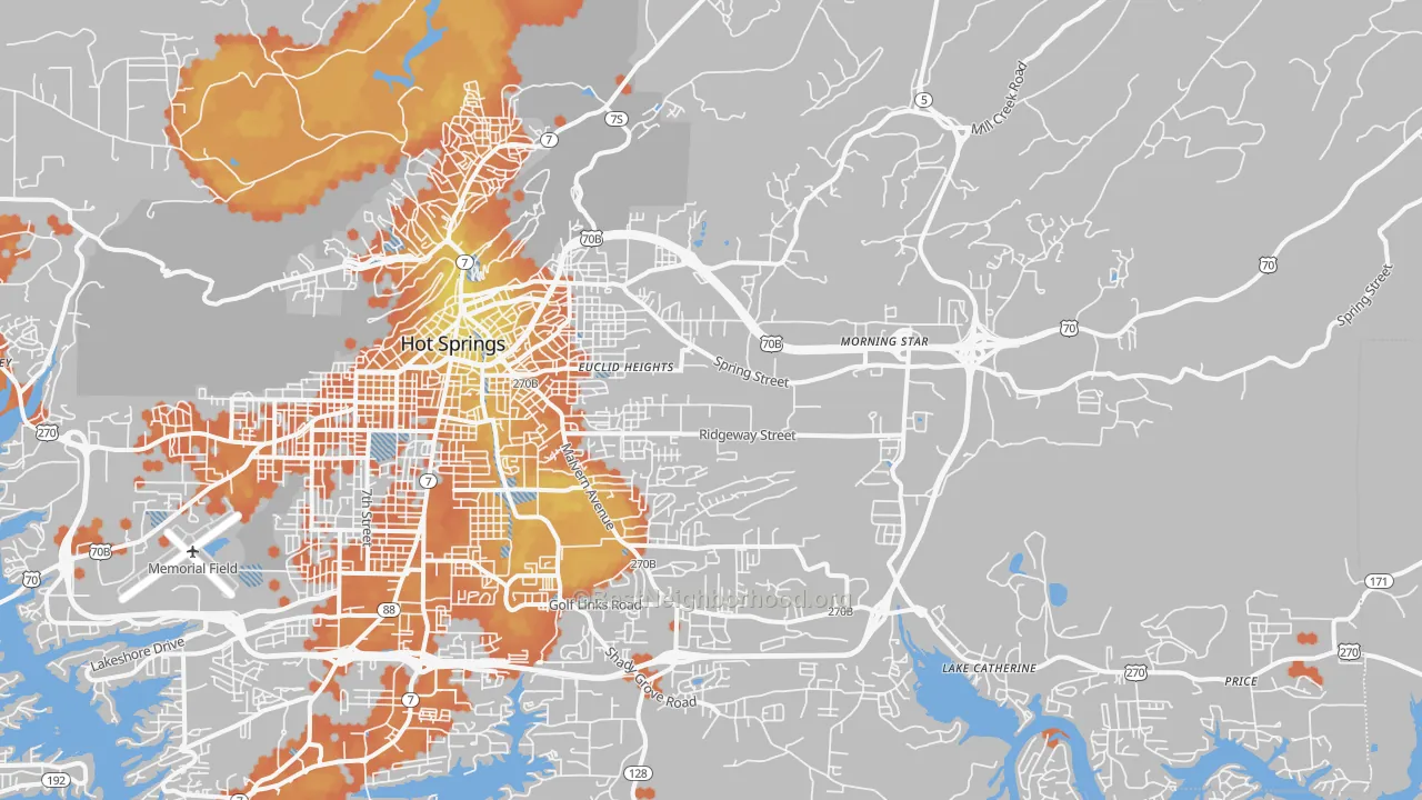 Bike Grade map of 71901, AR
