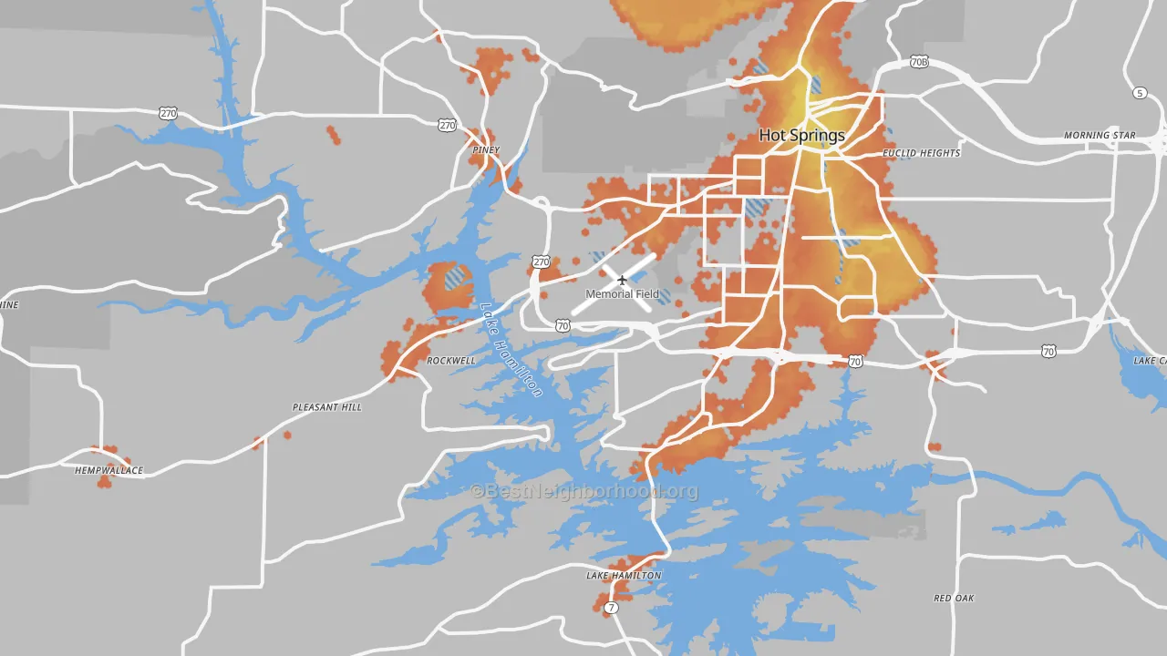 Bike Grade map of 71913, AR